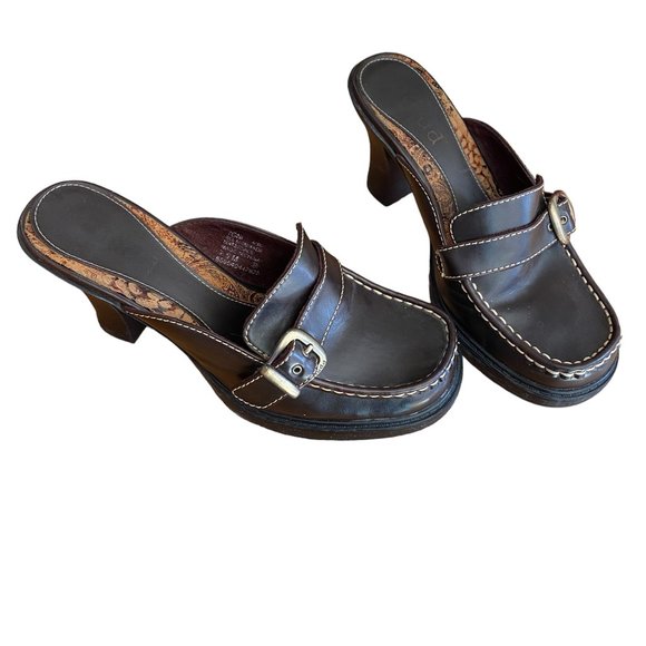 Vintage Mudd Y2K Faux Leather Chunky Block Heel Slide Slip On Mules Shoes-7.5 - Picture 2 of 11